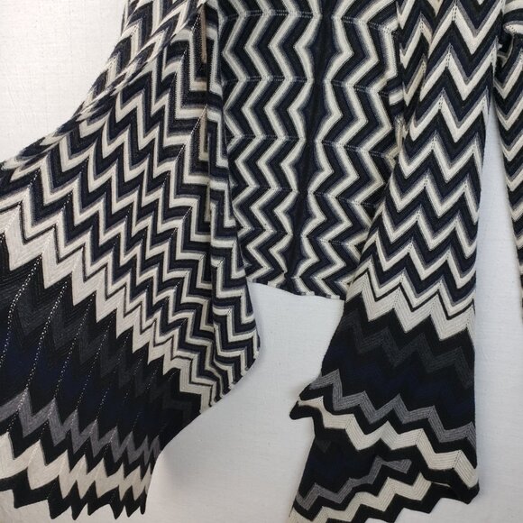 Autumn Cashmere Cardigan Wrap Chevron High Low Sweater Black White Gray size S - Picture 11 of 12